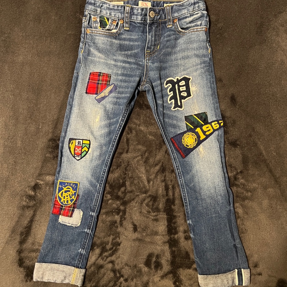 Ralph Lauren Cuffed Bottom Team Spirit Patchwork Boyfriend Jeans
